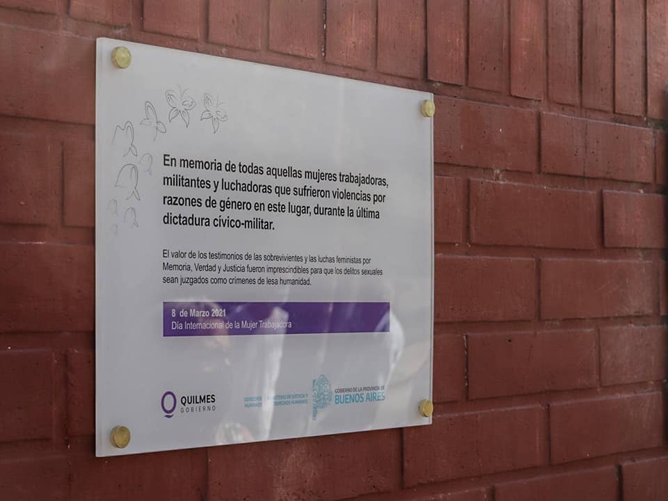 EL MUNICIPIO COLOCÓ PLACA EN EL ESPACIO DE LA MEMORIA “EX POZO DE QUILMES"