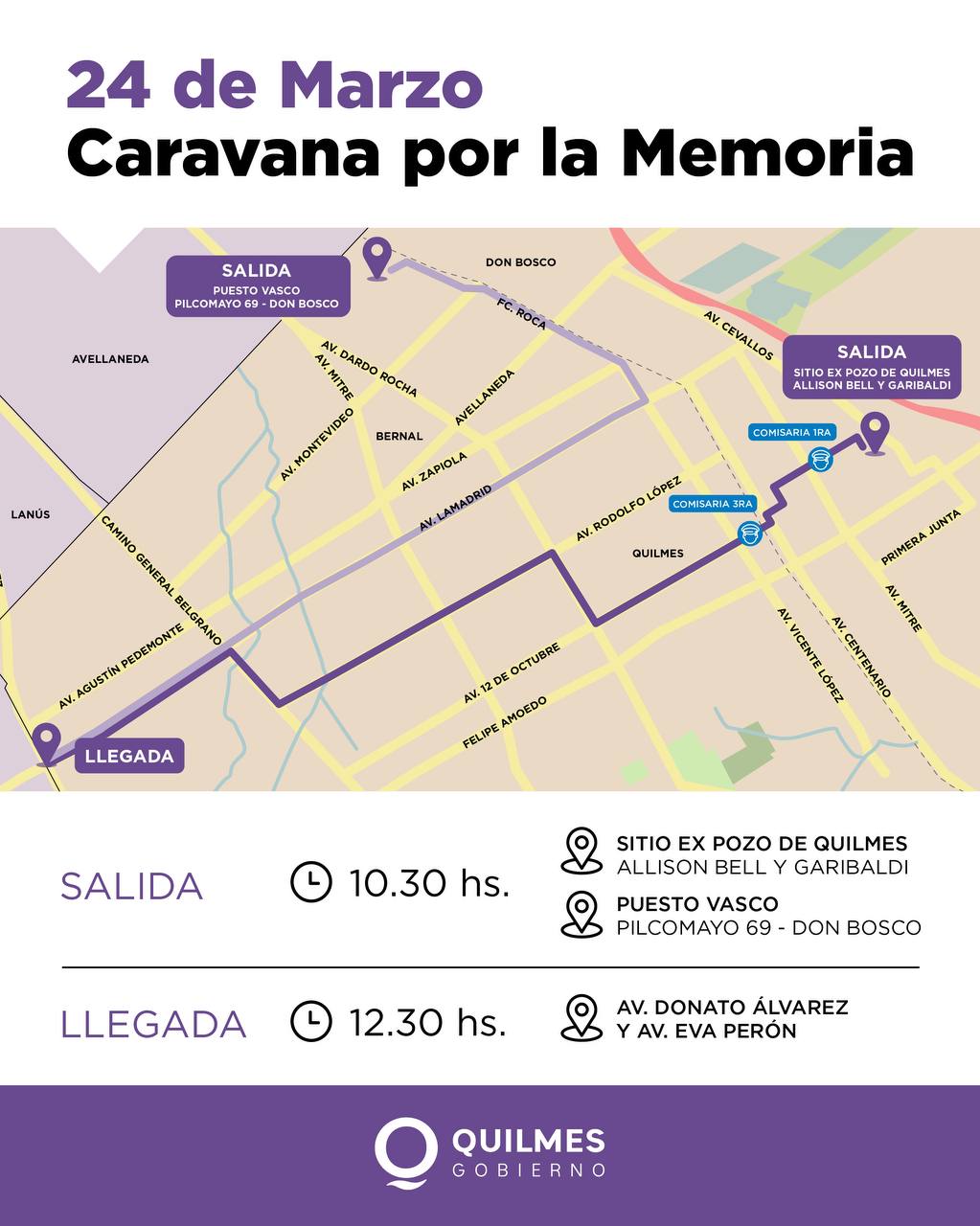  EL 24 DE MARZO SE HARÁ EN QUILMES LA CARAVANA POR LA MEMORIA