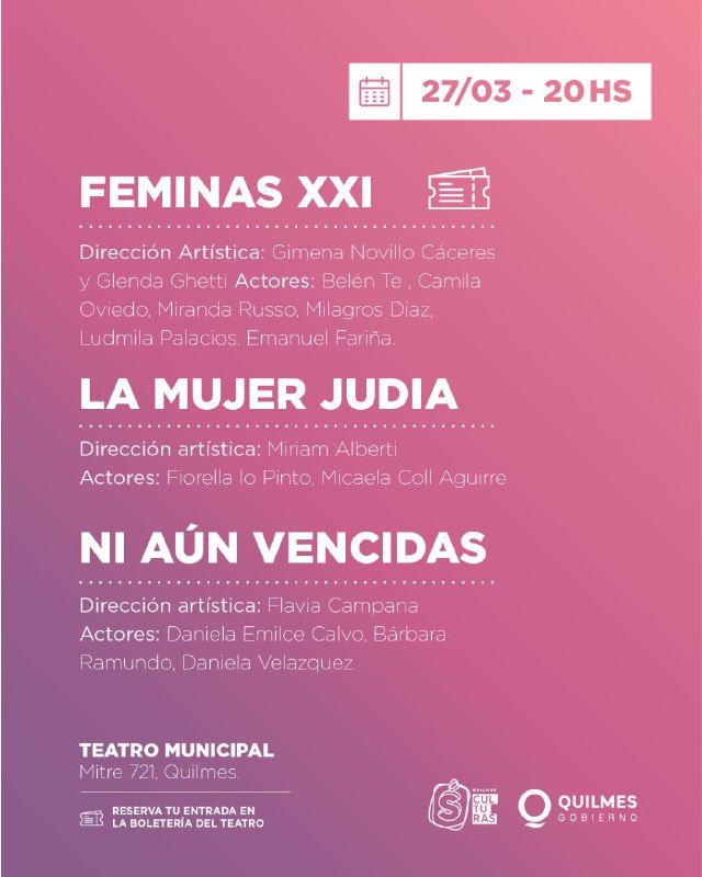  EL SÁBADO SERÁ LA REAPERTURA DEL TEATRO MUNICIPAL DE QUILMES