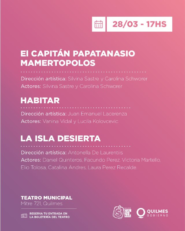  EL SÁBADO SERÁ LA REAPERTURA DEL TEATRO MUNICIPAL DE QUILMES