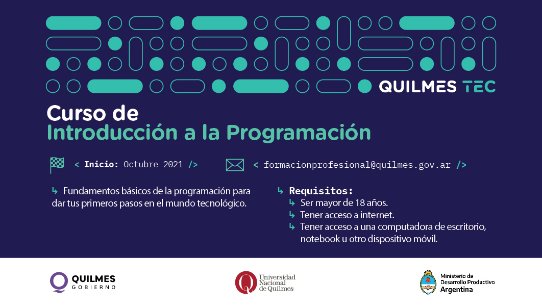 ESTÁ ABIERTA LA INSCRIPCIÓN PARA EL CURSO DE INTRODUCCIÓN A LA PROGRAMACIÓN