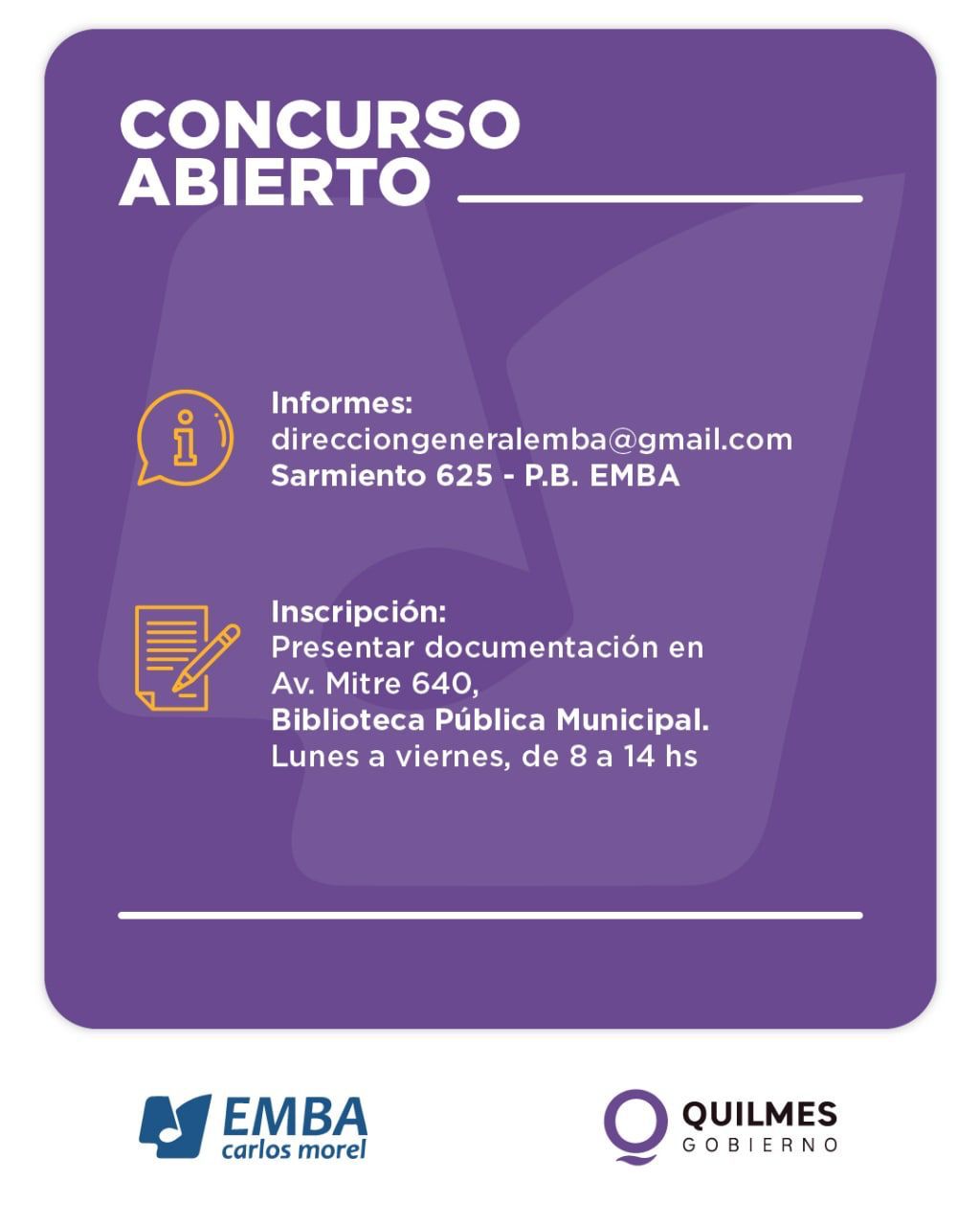 CONCURSO ABIERTO PARA CUBRIR CARGOS DIRECTIVOS EN LA EMBA