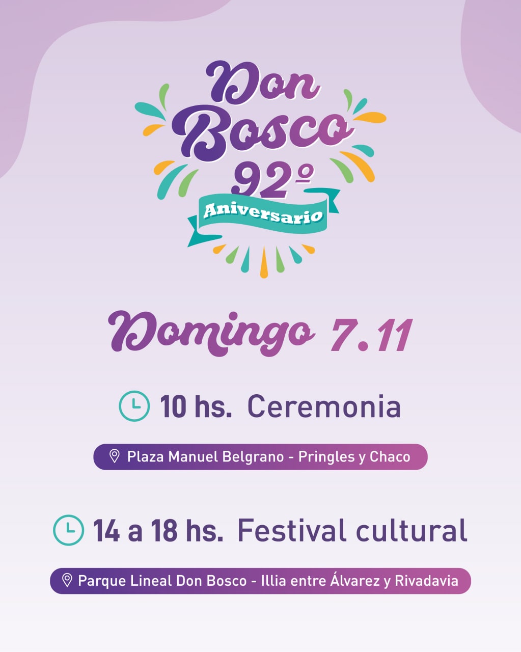 EL MUNICIPIO INVITA A LAS ACTIVIDADES POR EL 92º ANIVERSARIO DE DON BOSCO
