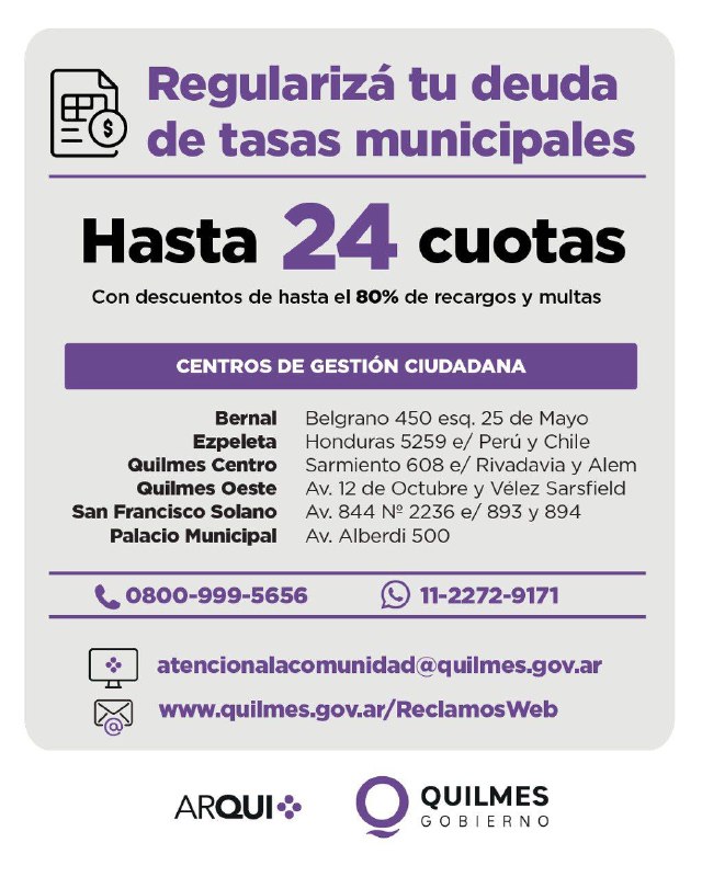 FACILIDADES DE PAGO PARA CANCELAR DEUDA DE TASAS MUNICIPALES
