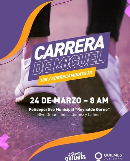 DÍA DE LA MEMORIA: VUELVE A QUILMES LA CARRERA DE MIGUEL