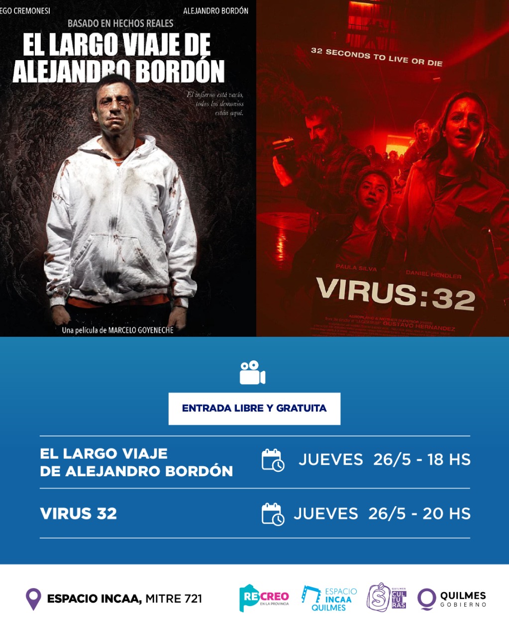 DESDE EL JUEVES 26, NUEVA SEMANA DE ESTRENOS EN EL ESPACIO INCAA QUILMES   