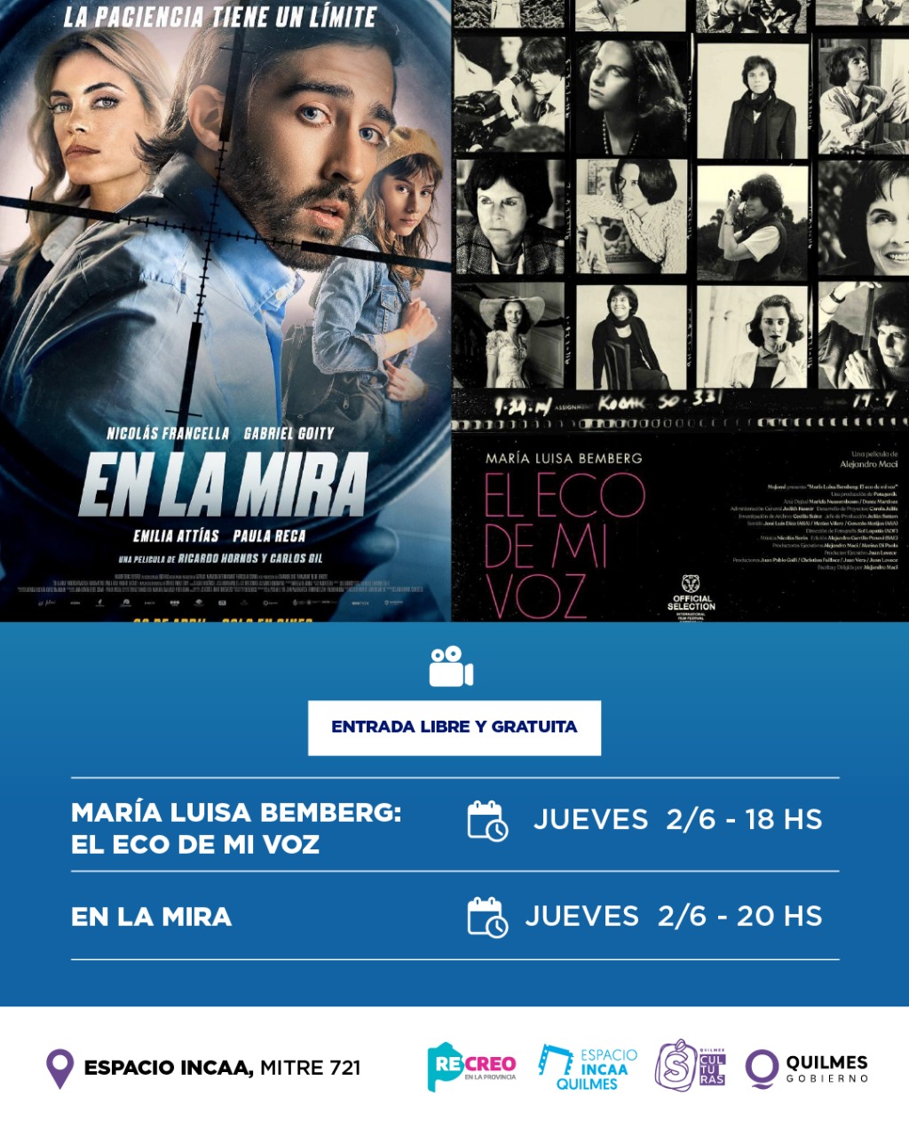 DESDE EL JUEVES 2 DE JUNIO, NUEVA SEMANA DE ESTRENOS EN EL ESPACIO INCAA