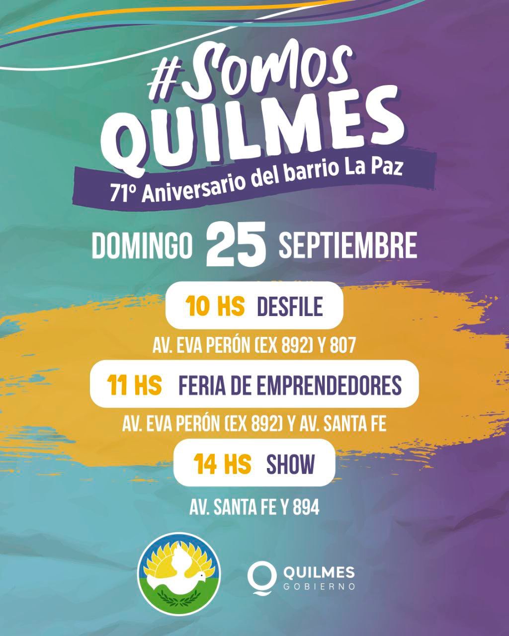 FESTIVAL “SOMOS QUILMES” POR EL 71° ANIVERSARIO DEL BARRIO LA PAZ