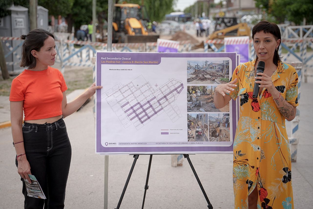 MAYRA SUPERVISÓ OBRAS DE CLOACAS Y ANUNCIÓ LA CONSTRUCCIÓN DE ASFALTOS 