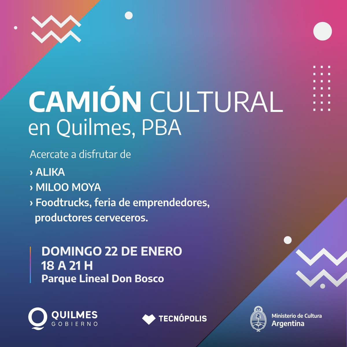 EL CAMIÓN CULTURAL LLEGARÁ ESTE DOMINGO A QUILMES