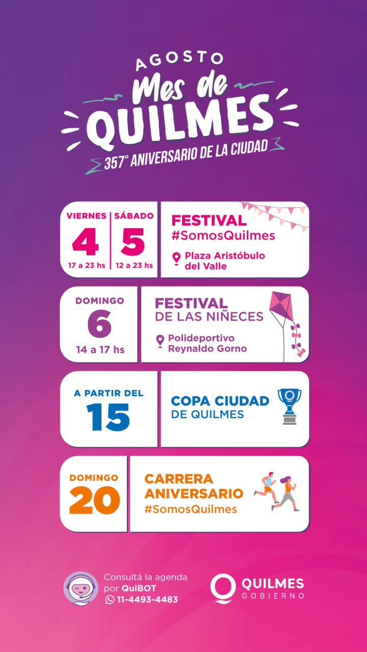  SE VIENE EL “MES DE QUILMES” CON ACTIVIDADES PARA TODA LA FAMILIA
