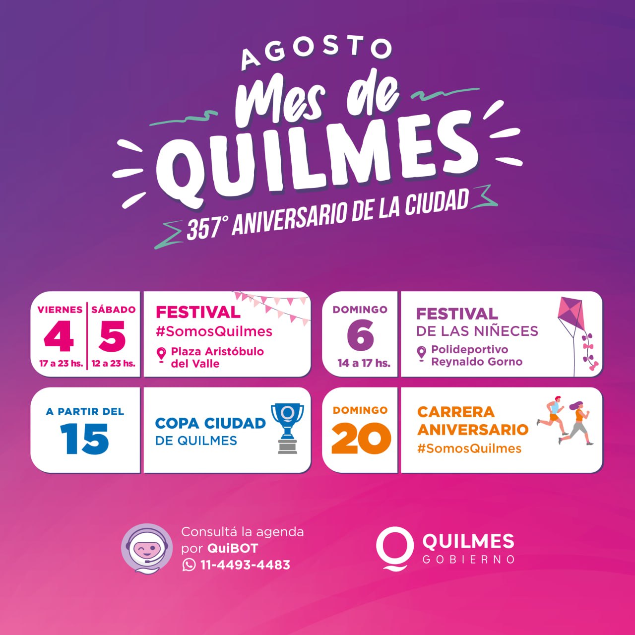  SE VIENE EL “MES DE QUILMES” CON ACTIVIDADES PARA TODA LA FAMILIA