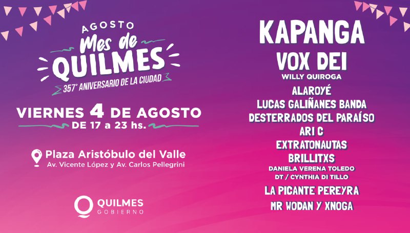  SE VIENE EL FESTIVAL “MES DE QUILMES” CON LA PRESENCIA DE KAPANGA 