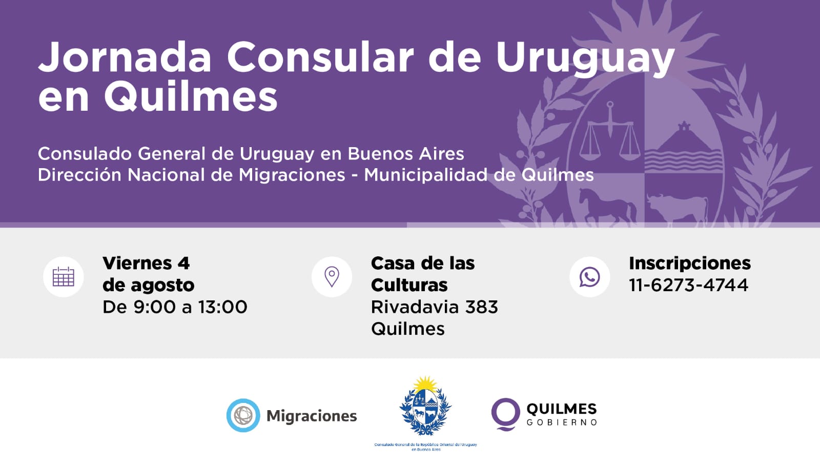 El MUNICIPIO REALIZARÁ UNA JORNADA CONSULAR DE URUGUAY EN QUILMES