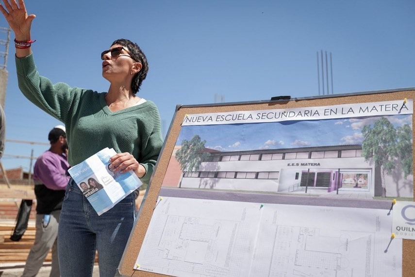 MAYRA SUPERVISÓ LA OBRA DE LA NUEVA ESCUELA SECUNDARIA LA MATERA