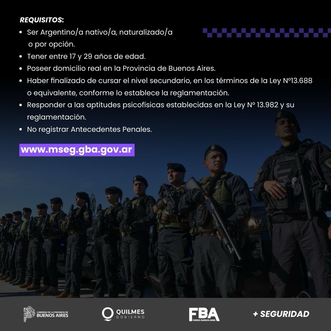 ESTÁ ABIERTA LA INSCRIPCIÓN PARA INTEGRAR LAS FILAS DE LA POLICÍA 