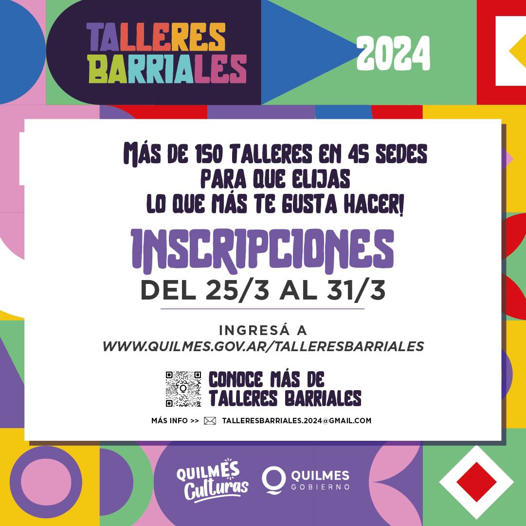 COMIENZA LA INSCRIPCIÓN ONLINE A LOS TALLERES BARRIALES 2024