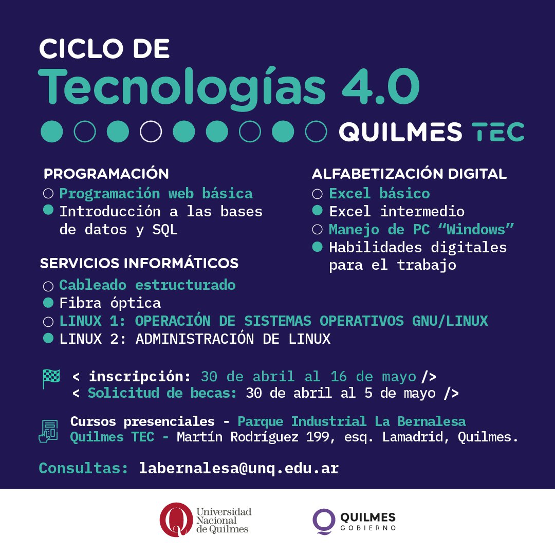 SE ENCUENTRA ABIERTA LA INSCRIPCIÓN PARA EL CICLO DE TECNOLOGÍAS 4.0