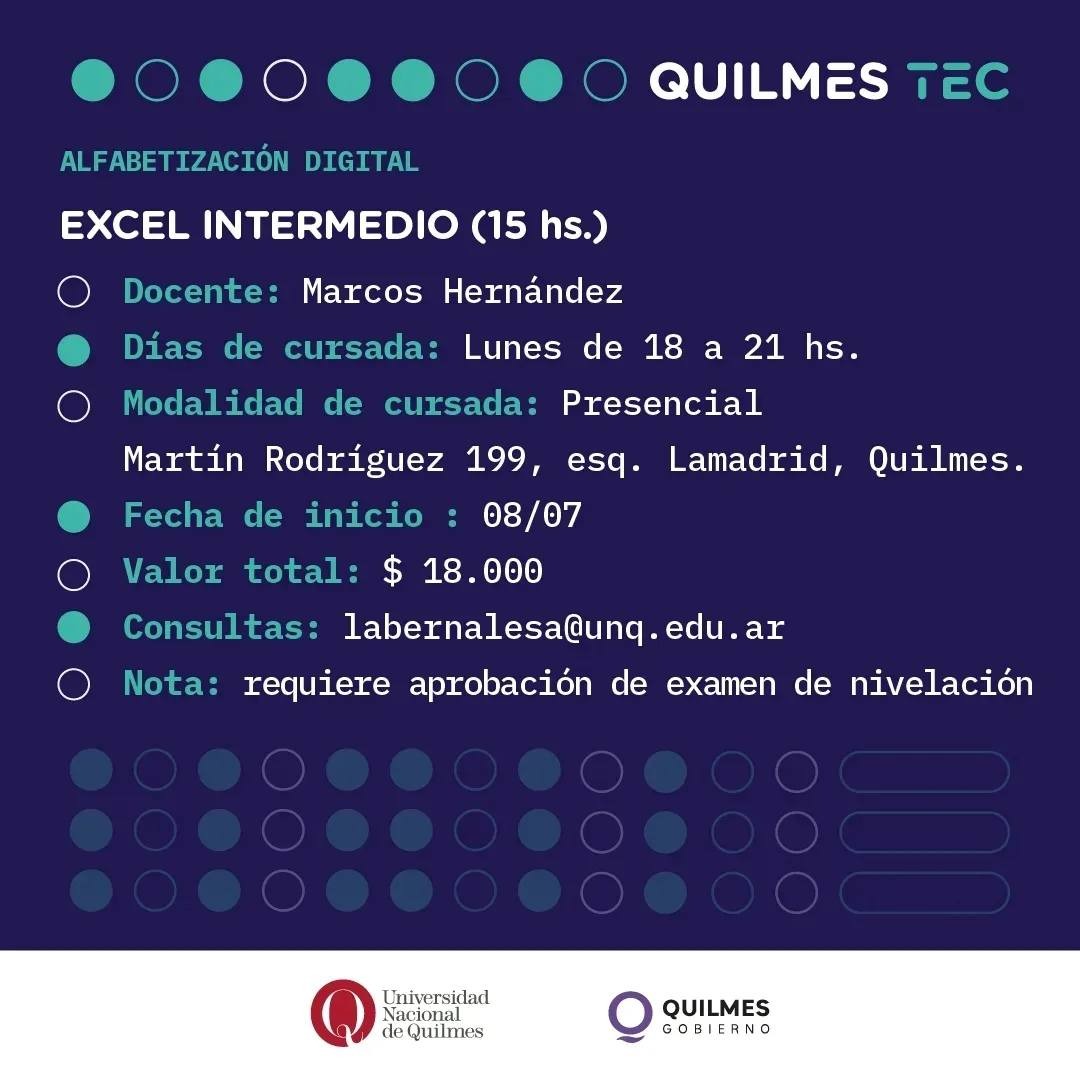 EN JULIO INICIAN LOS NUEVOS CURSOS INTENSIVOS DE QUILMES TEC 