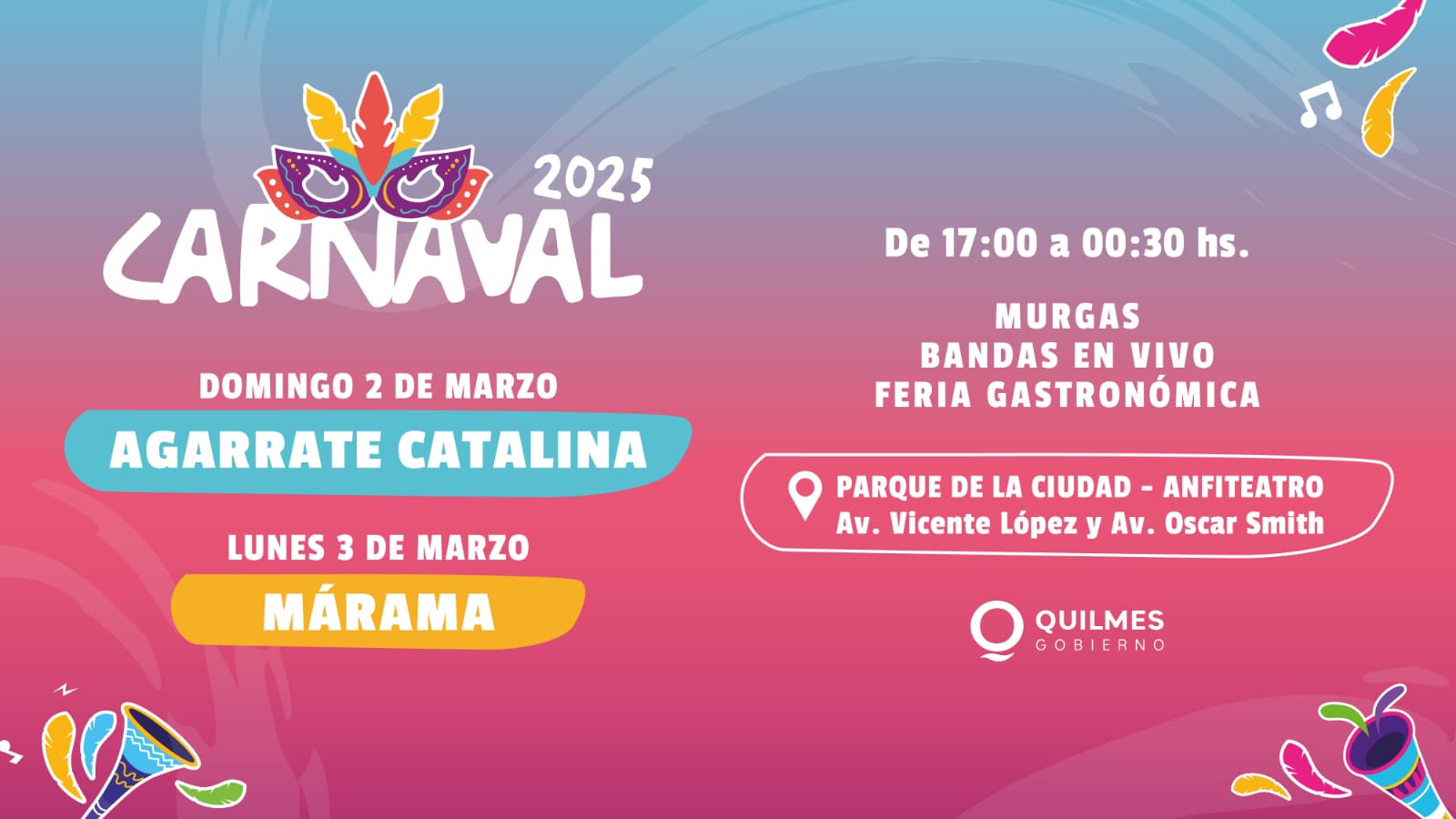 CARNAVALES 2025 EN QUILMES SE PRESENTAN MARAMÁ Y AGARRATE CATALINA
