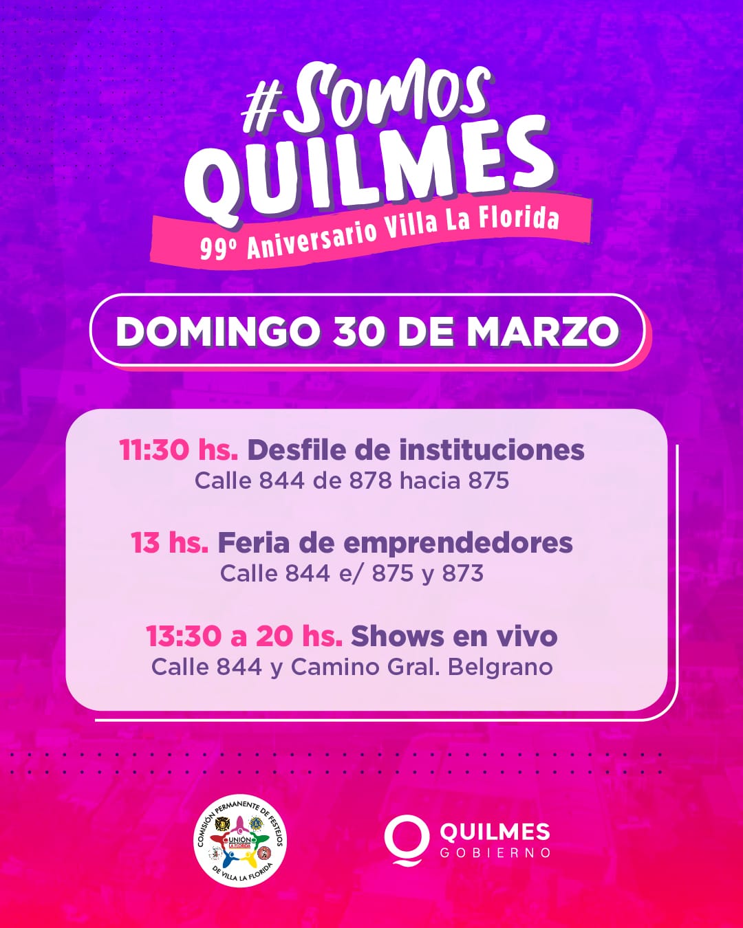 TODO LISTO PARA LOS FESTEJOS POR EL 99º ANIVERSARIO DE VILLA LA FLORIDA  