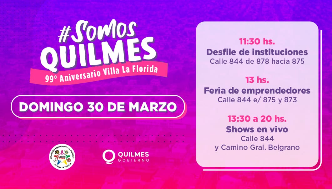 TODO LISTO PARA LOS FESTEJOS POR EL 99º ANIVERSARIO DE VILLA LA FLORIDA  