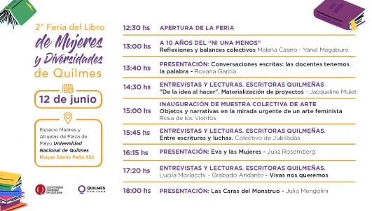 SE VIENE LA 2ª FERIA DEL LIBRO DE MUJERES Y DIVERSIDADES DE QUILMES