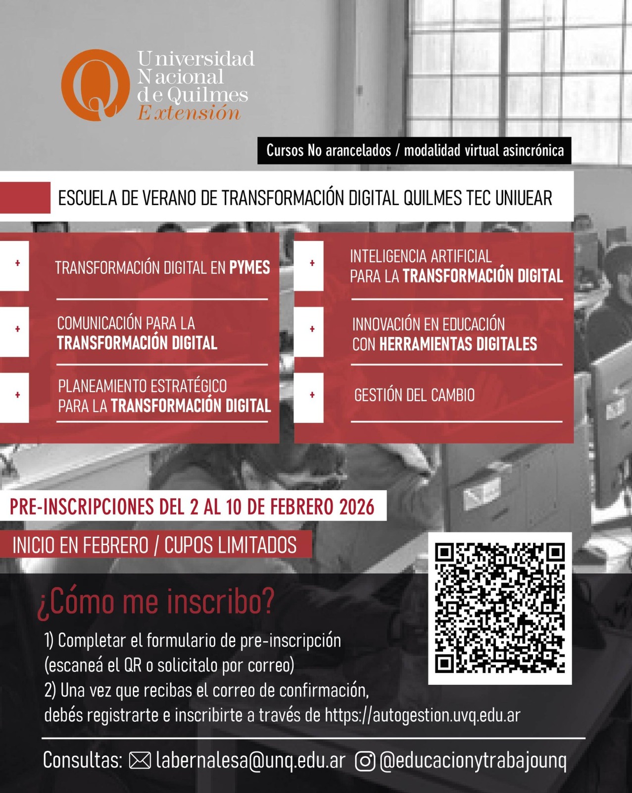 CURSOS VIRTUALES DE LA ESCUELA DE VERANO DE TRANSFORMACIÓN DIGITAL QUILMES 