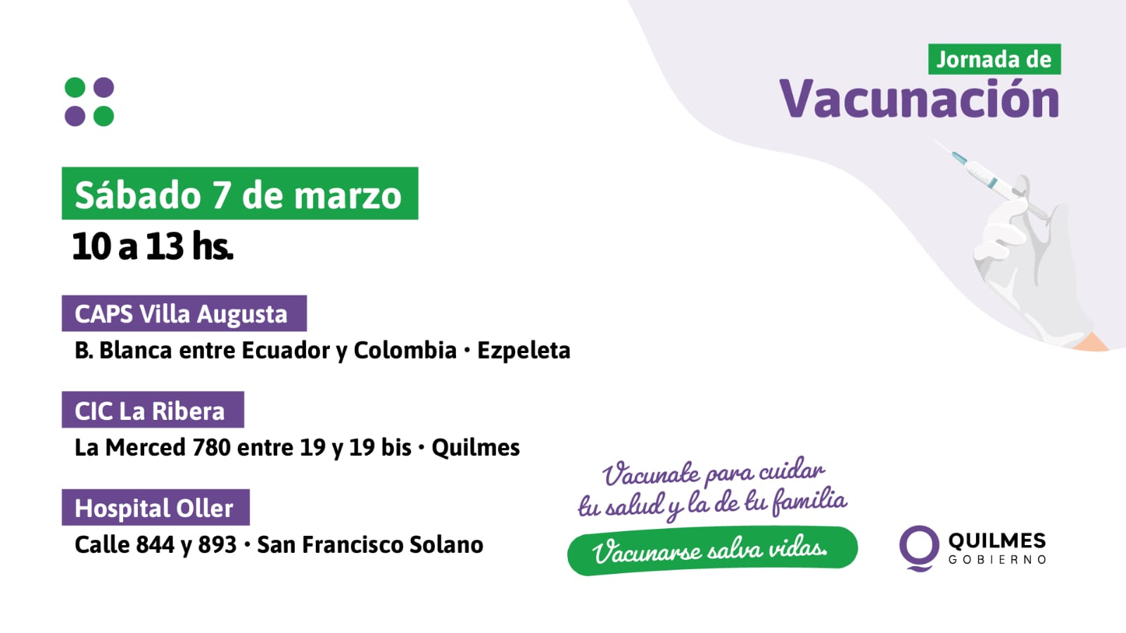 JORNADAS DE VACUNACIÓN DEL CALENDARIO OBLIGATORIO PARA NIÑOS Y NIÑAS