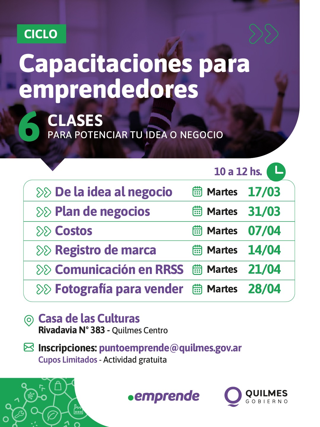 CAPACITACIONES PARA EMPRENDEDORES ORGANIZADAS POR LA COMUNA DE QUILMES